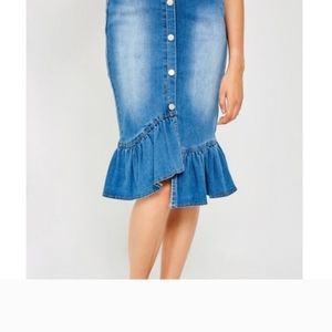 Midi Ruffle Denim Skirt from Hayden Los Angeles NWT